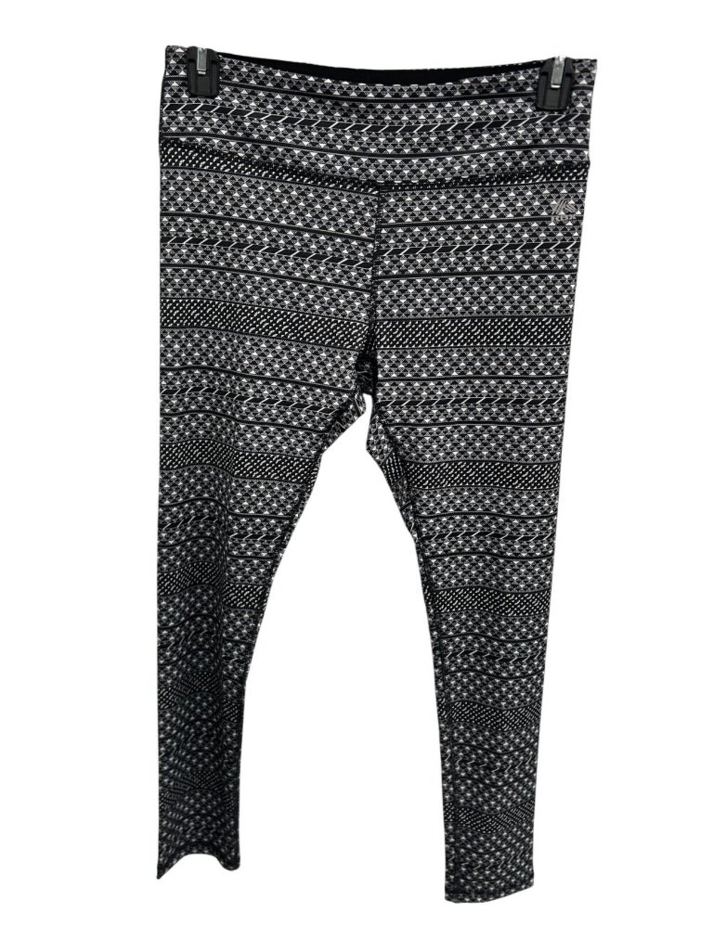 RBX Black White Geometric Print Stretch Leggings Size Large Techwear Minimalist